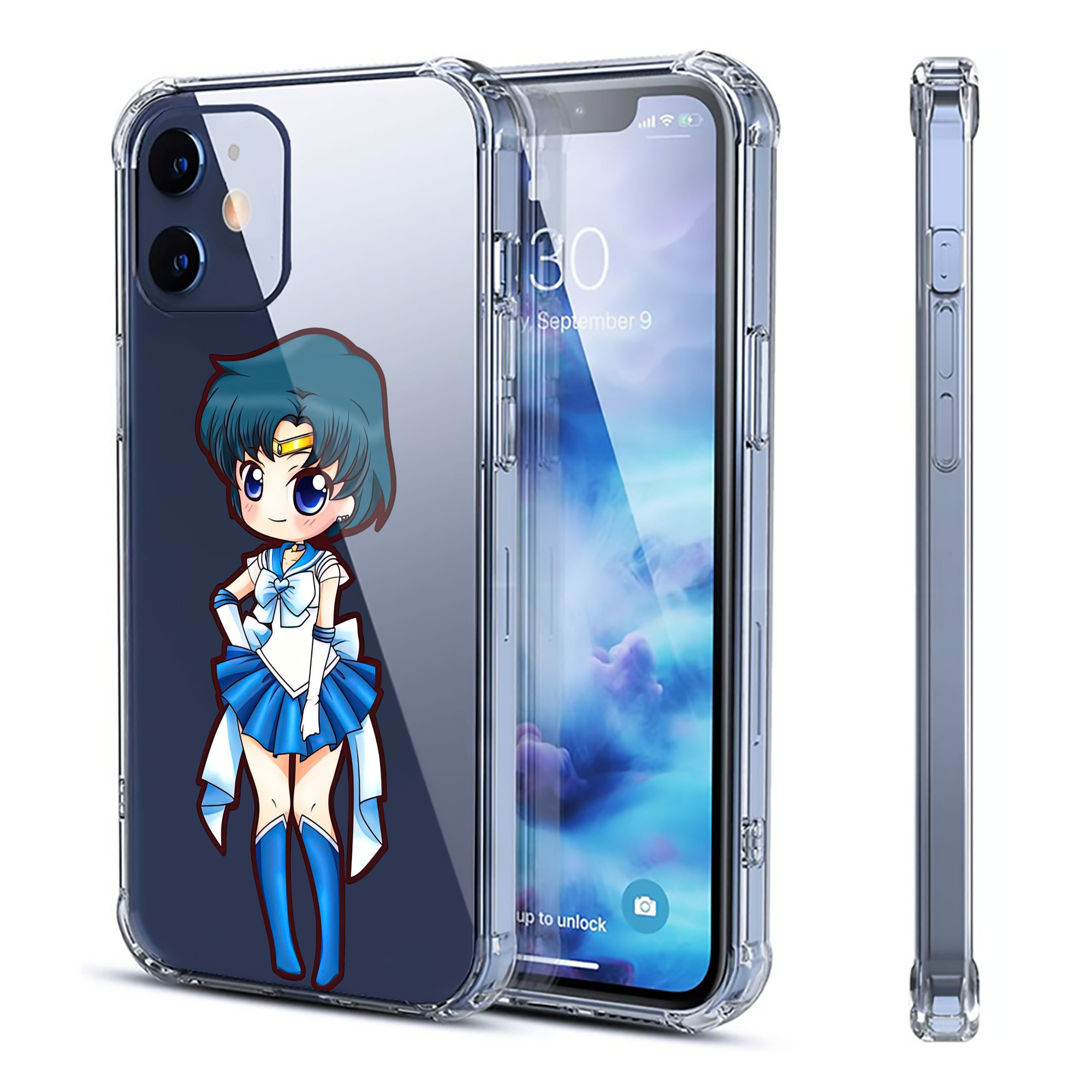 （画像用） 美少女戦士セーラームーン 水野 亜美 みずの あみ Sailor Moon Mizuno Ami 【iPhone 12シリーズ対応】透明スマホケース（クリアソフトケース）
